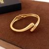 European & American Geometric Double-Layer Metal Bangle Bracelet: Exaggerated Design with Hollowed-Out Details