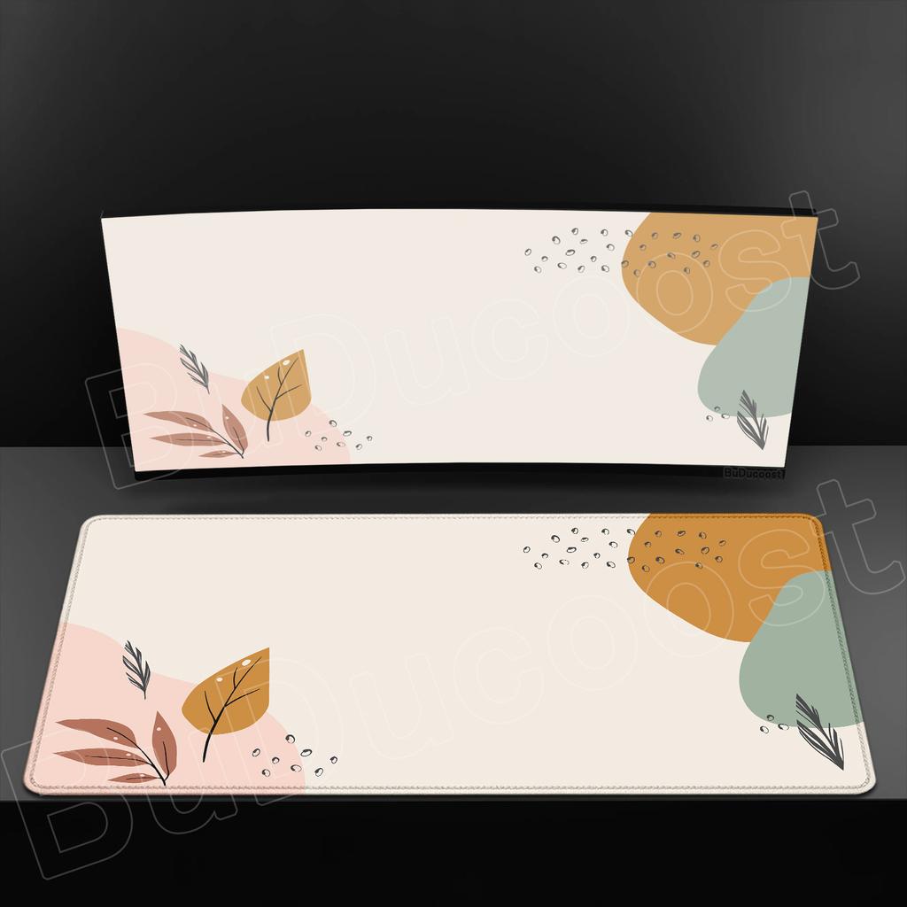 HD Printing Minimalist Desk Mat Abstract Art Design MousePad Non-Slip Rubber Base Mouse Mats for Office Laptop Modern Boho Leave