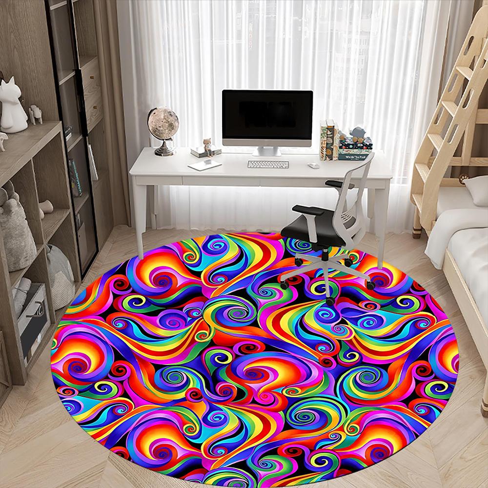 1pc Psychedelic Swirls Chair Carpet for Office, Soft Flannel Throw Mat, Perfect for Office,Holiday Party Decoration Choice Yy251113108