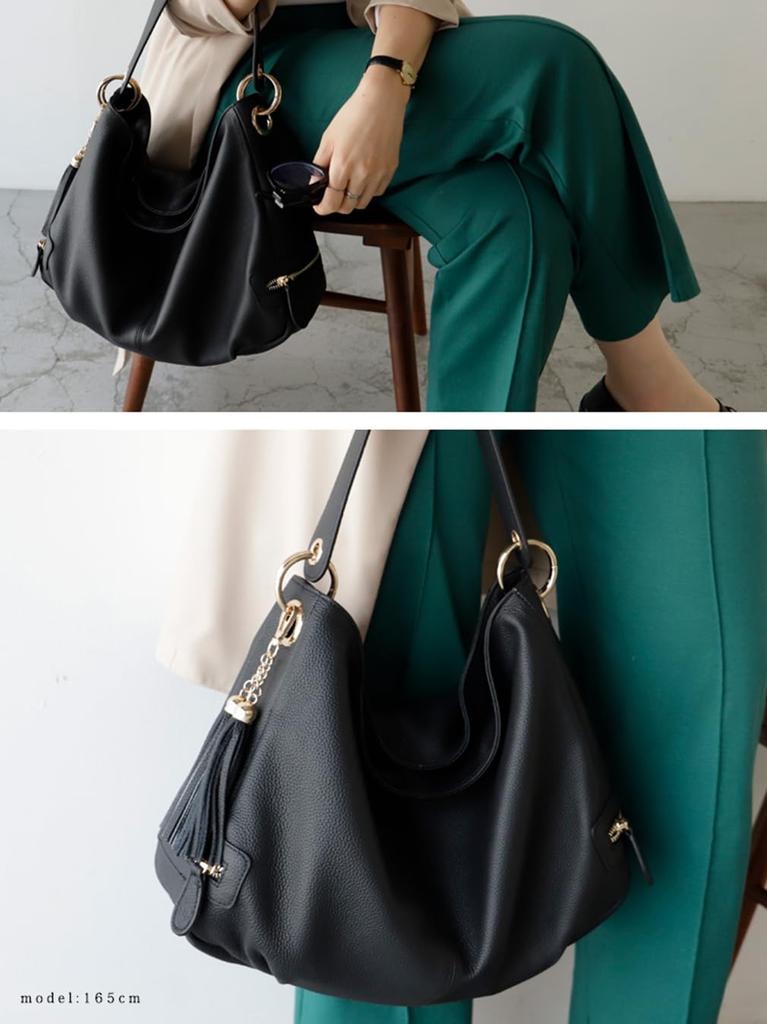 VITAFELICE Genuine Cowhide Leather 2-Way One-Shoulder Bag, Women's, K2558N (Black)