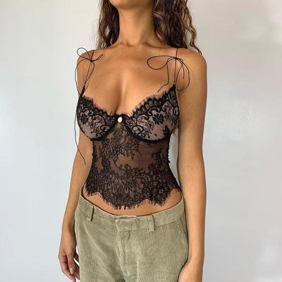 Lace Summer Low-cut See-through V-neck Tank Top Camisole
