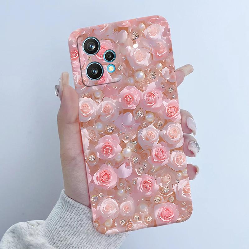 For Realme 9 Pro Plus Phone Case RMX3392 RMX3393 Flower Girl Design Soft Silicone TPU Back Housing For Realme9 4G RMX3521 Covers