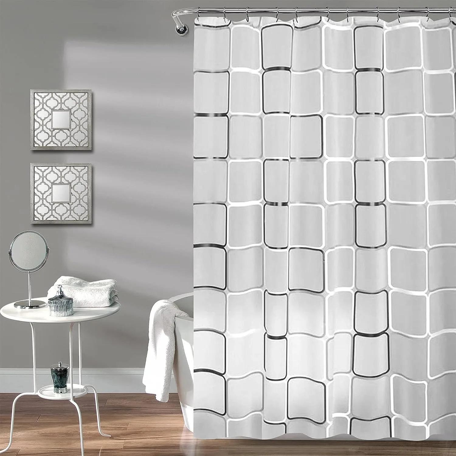 1pc With Pattern Shower Curtain PEVA Waterproof Shower Waterproof and Mildew Proof Partition Curtain Bathroom Decor Accessories 180x180cm
