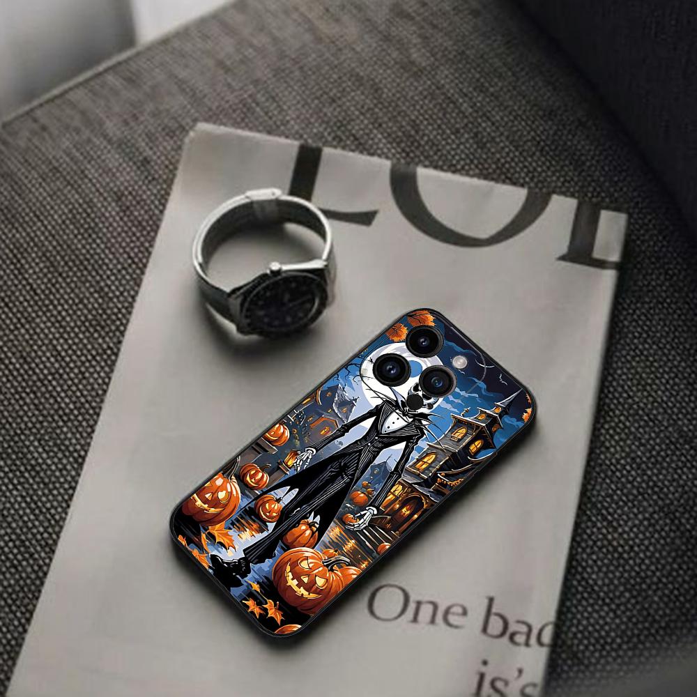 The N-Nightmare Before Christmas Phone Case For Iphone 16 15 11 13 14 Pro Max 7 8 Plus X Xr Xs Max 12mini Black Shell Cover Case