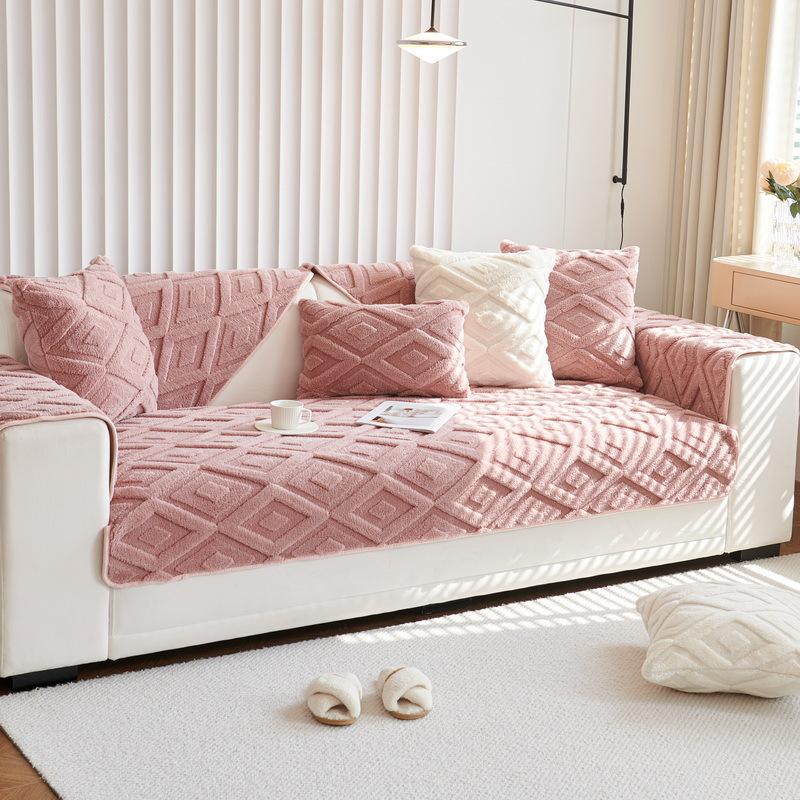 Sofa Cushion Thickened Fleece Cushion Autumn and Winter New Non-Slip Cover Cloth Shu Cotton Velvet Coral Velvet Sofa Cover