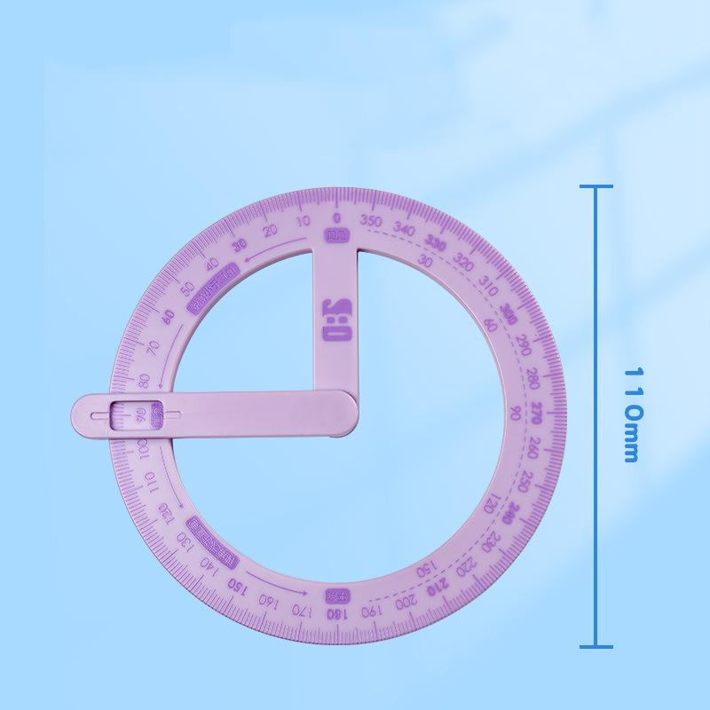 360-degree Movable Protractor Mathematical Angle Drawing Tool Geometric Angle Demonstration Movable Ruler