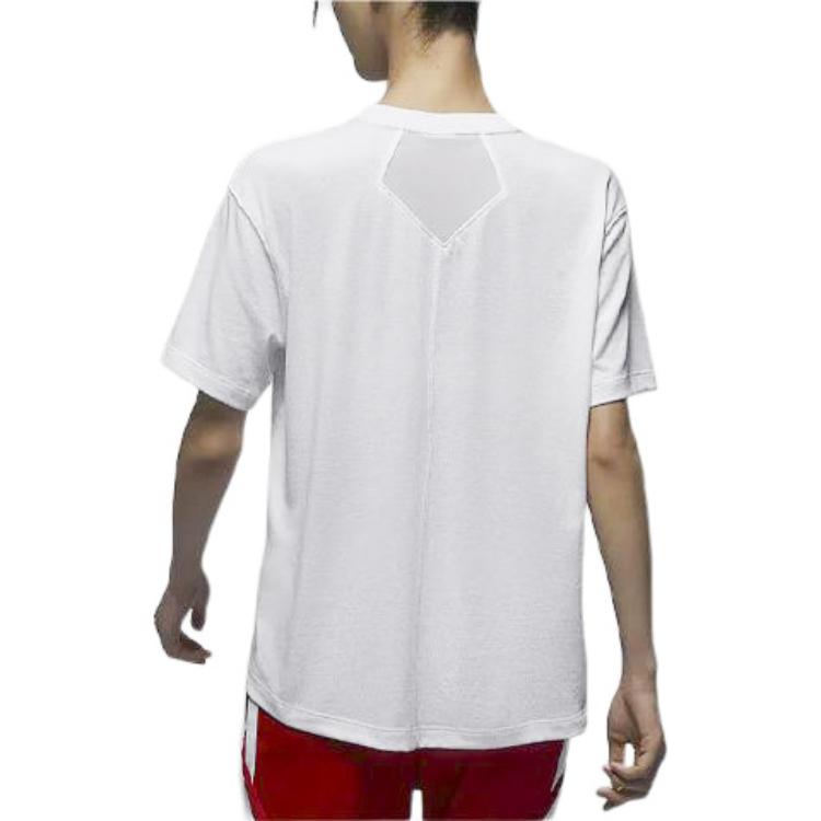 Jordan Sportowe Logo Luźny Szybkoschnący T-shirt z Krótkim Rękawem Damskie Top Biały FN5117-100