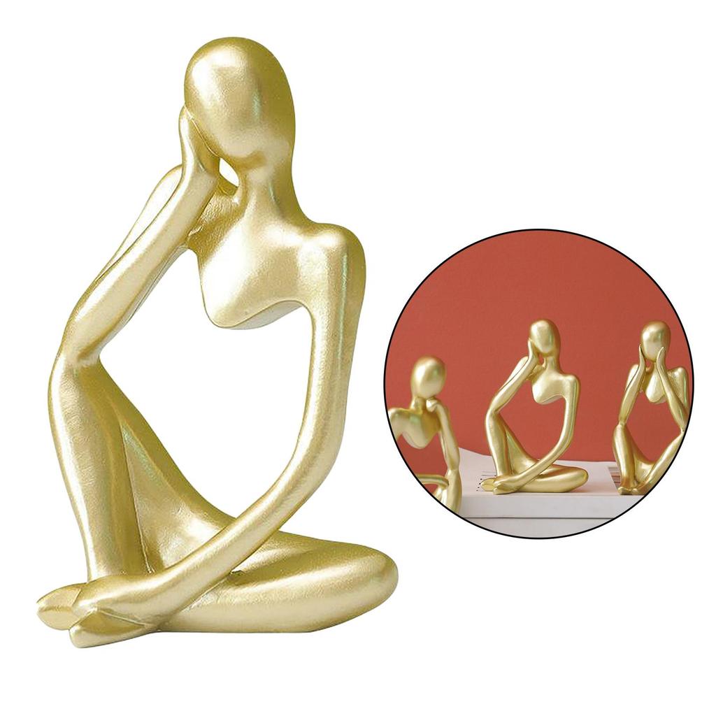 Modern Abstract Statues Sculpture Resin Artistic Thinker Figure Thinking Man Figurines Desktop Decorations Home Office Decor