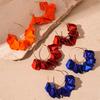 Vintage Acrylic Flower Petal Geometric Silver Needle Ear Loop Earrings