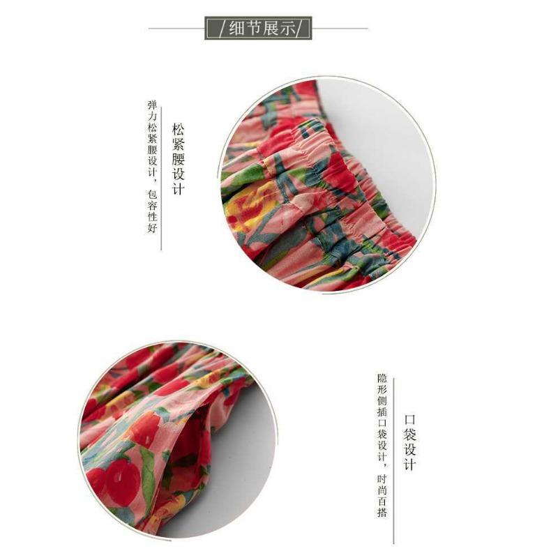 2025 Vintage Resort Tulip Printed Peplum Skinny Oil Color Halter Skirt