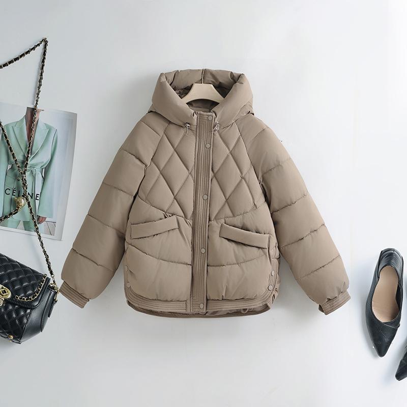 Autumn Winter Down Jackets Fashion Solid Women's Parka Hooded Down Cotton Padded Coats Long Sleeve Zipper Simple Female Outwear