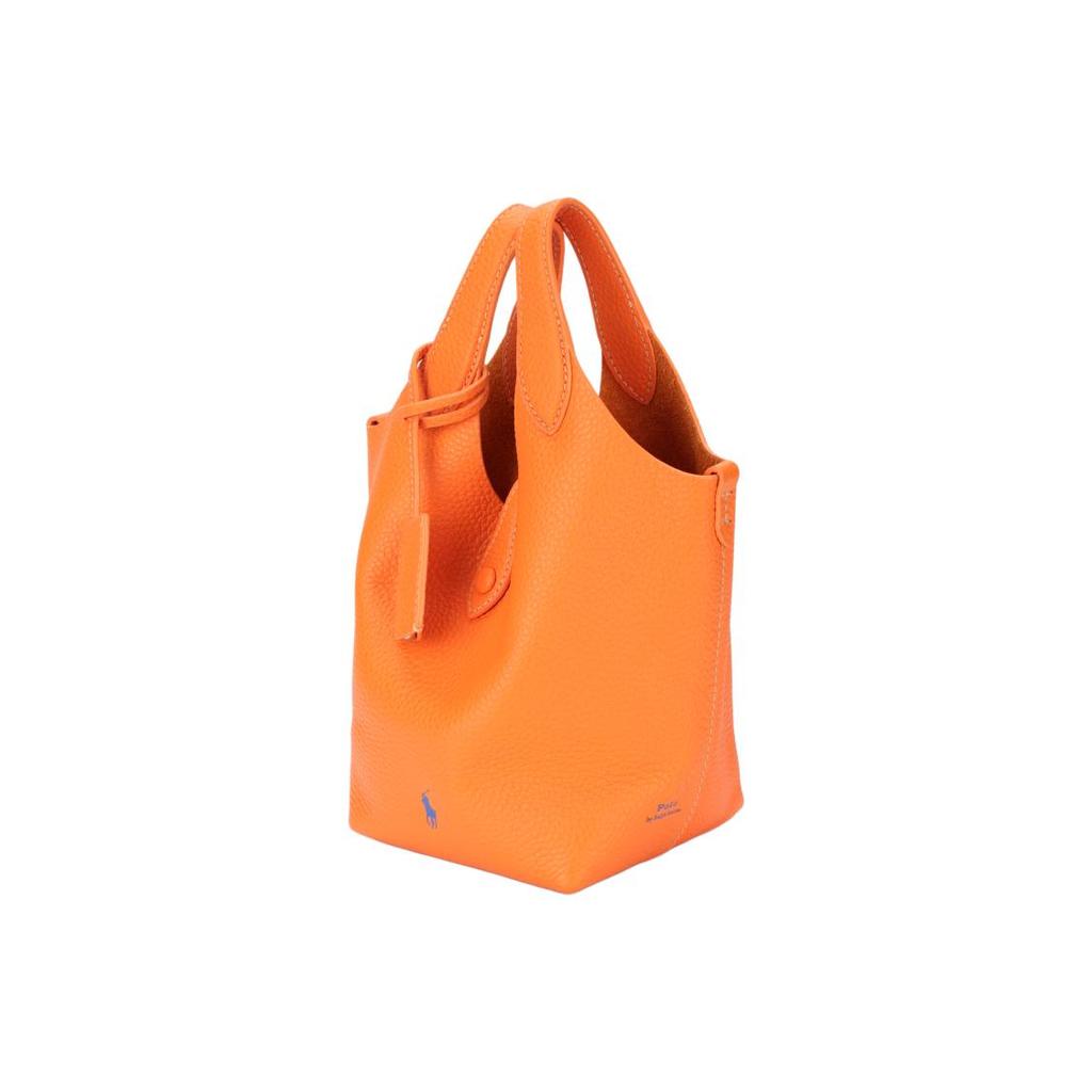 Polo Ralph Lauren Logo Solid Tote Bag Shopping Crossbody Leather Handbag Small Women Tote Bags Orange 428944657002