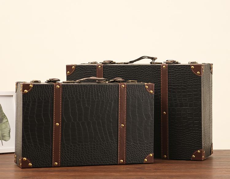 Vintage American Retro Leather-Wooden Suitcase Display and Photography Prop