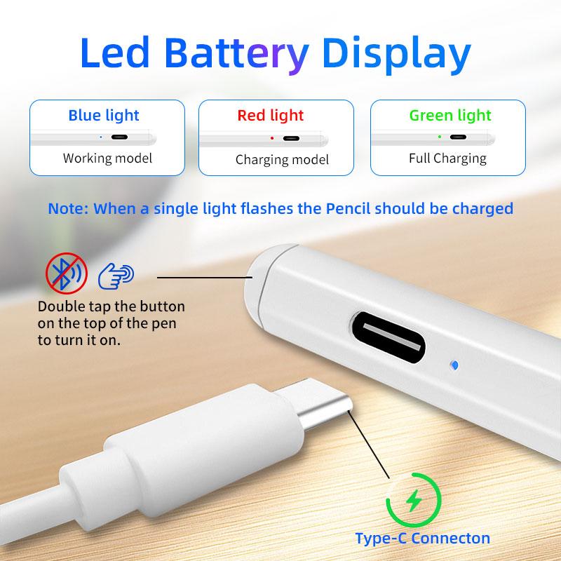 Stylet Actif Magnétique avec Rejet de la Paume Écran Tactile Stylet Capacitif 2ème Génération pour Apple Ipad Pro 11 Air 5 Mini 7