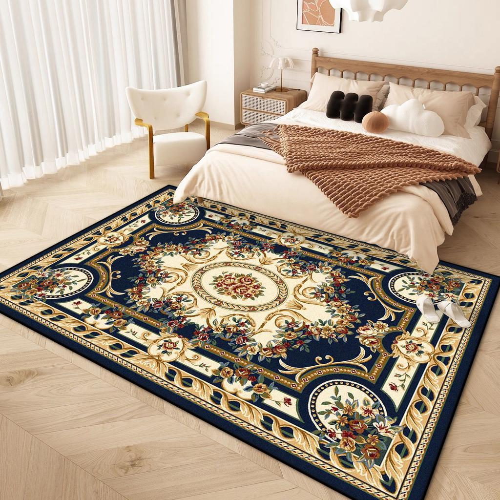European Style Luxury Living Room Rug Big Size Antiskid Flower Design Bedroom Decor Bedend Carpet Easy Clean Entrance Door Mat