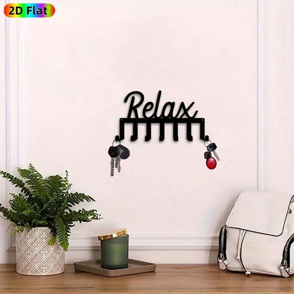 Minimalist 7 Hook Wall Mounted Key Holder, Functional Iron Decor for Entryway Office Bedroom