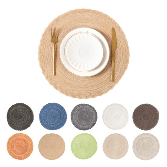 Round Braided Placemats Heat-Resistant Placemats for Dining Tables Stain-Proof 15 inch Non Slip Kitchen Table Place Mats Natural Farmhouse Decor
