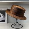 Quality High-end Flat-top Raffia Hat Women's Summer Sunshade and Sun Protection British Top Hat Men