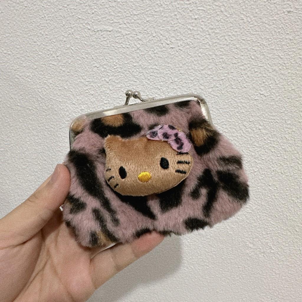 Fashion Hello Kitty Doll Decoration Leopard Pattern Plush Wallet For Travel And Casual Use
