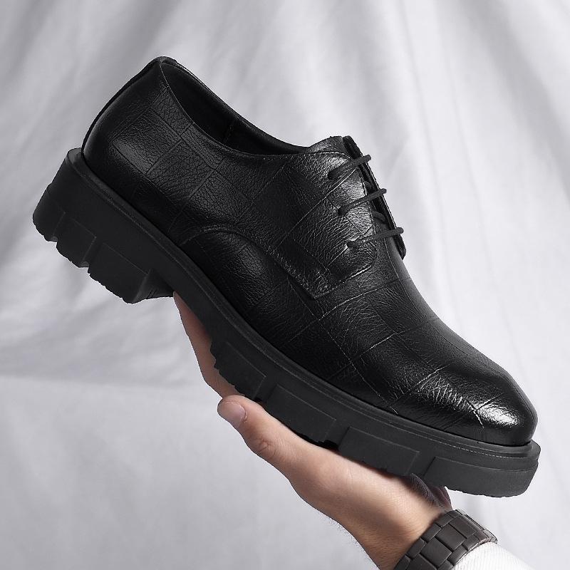 5 8 10cm Heel Cow Leather Shoes for Men Fashion Casual Designer British Style Spring Autumn Increase Platform Men's Dress Shoes