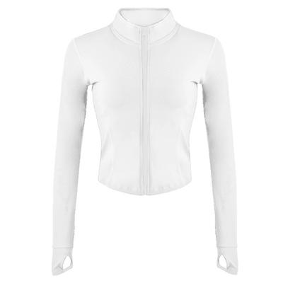 Damen-Yoga-Oberteil mit durchgehendem Reißverschluss, Workout-Laufjacken mit Daumenlöchern, dehnbar, langärmelig, bauchfreie Tops, Activewear