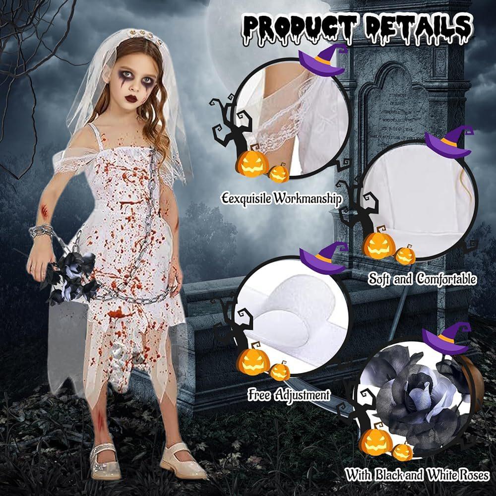 Halloween Witch Ghost Vampire Bride Cosplay Dress, Masquerade Witch Role Play Outfit