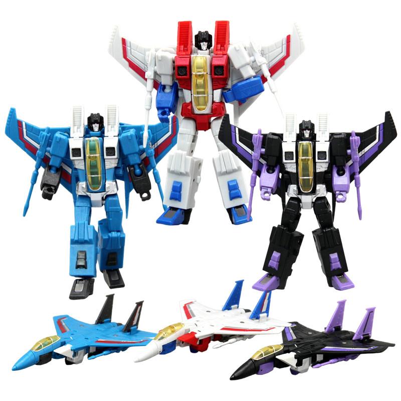 3 ks/krabice Transformující se robot hračka G1 kreslený Létající tým Starscream Skywarp Thundercracker figurka model Malé letadlo