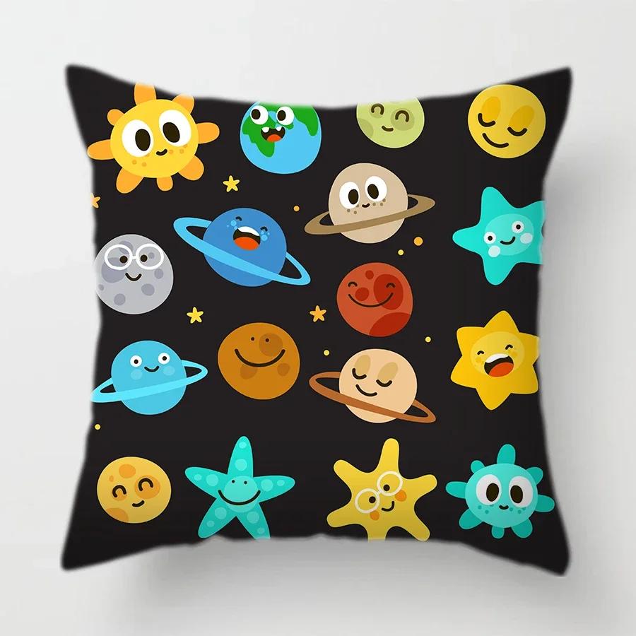 45X45Cm Universe Theme Cushion Cover Space Dream Astronaut Planet Decorative Pillows Case For Sofa Home Kids Room Pillowcase