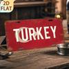 2D Flat - 1pc Vintage "Turkey" Metal Sign - 6x12 Inch, Rustic Aluminum Wall Decor Plaque with Red Background & White Text