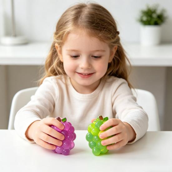 Grape Slow-Rising Squeeze Toy Soft TPR Fidget for Stress Relief Realistic Fruit-Shaped Decompression Gadget for Kids Adults