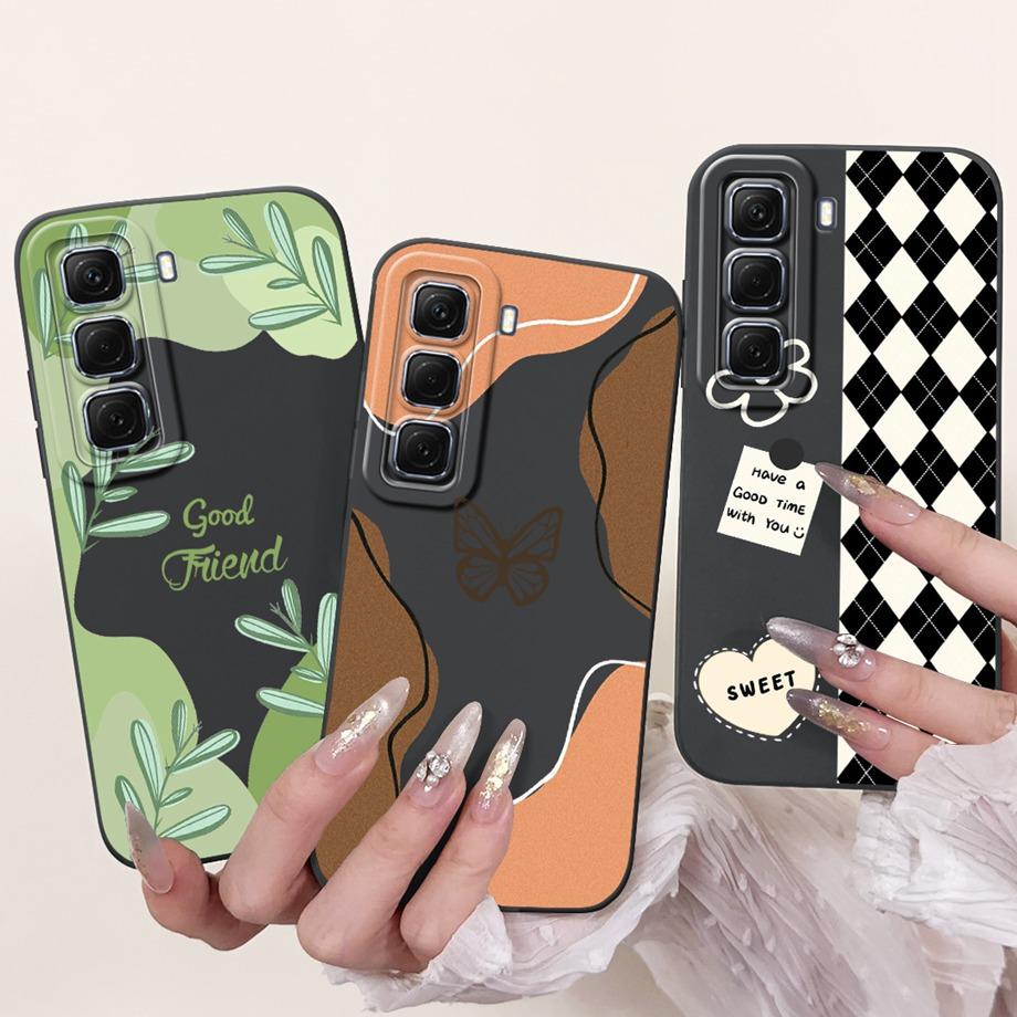 For Infinix Hot 50 50i 4G X6882 X6531 Case Liquid Silicone Soft TPU Back Cover Hot50 Hot50i Phone Funda Gothic Black Night Shell