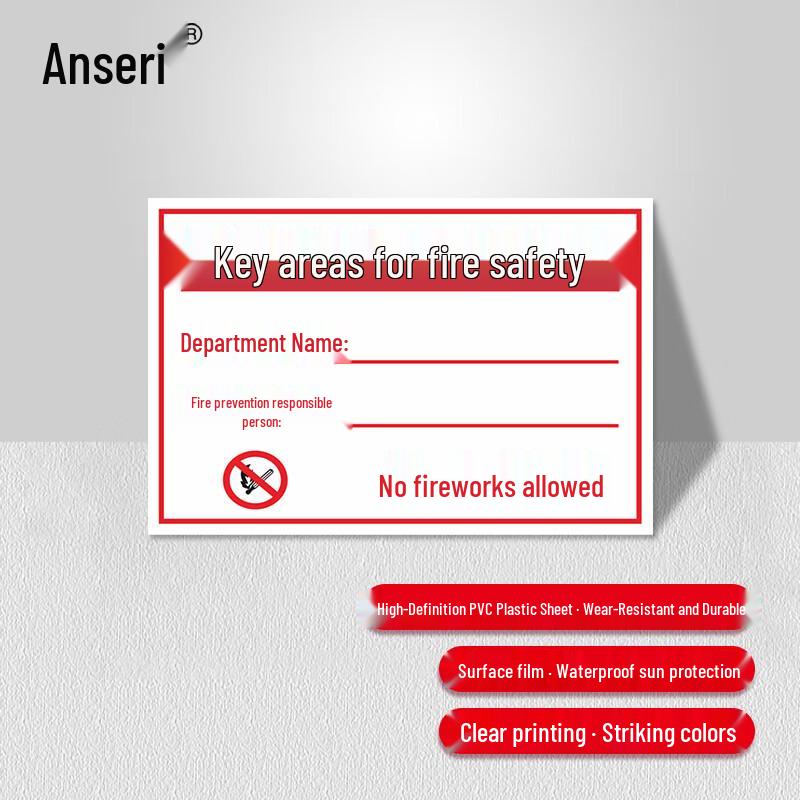 Anserway PVC Fire Safety Sign: Responsible Person, Key Area 20x30cm