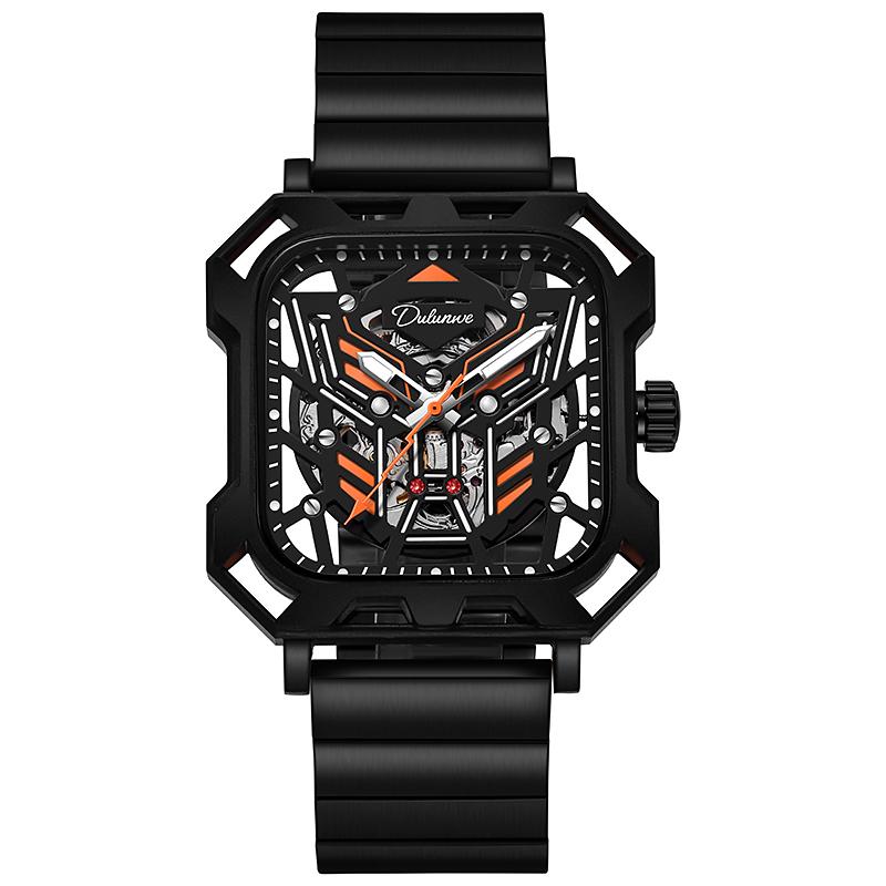 Square Skeleton Dial Automatic Watch Men Luxury Mechanical Men's Watches Luminous Waterproof Solid Steel Strap Relogio