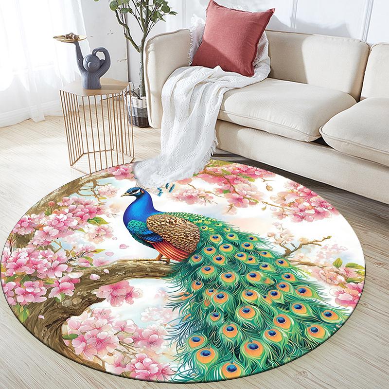 

Круглый ковер с узором павлина, Ковер для гостиной, спальни, дивана, игровой комнаты, Декор, Нескользящий коврик для пола, Праздничные и Подарок на день рождения. 80cmx80cm