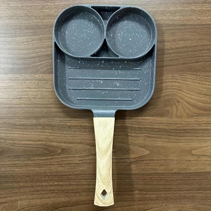 Aluminum Non-Stick Egg Frying Pan with Wooden Handle,Compatible with Gas Stove and Induction Cooker for Pancakes, Eggs and Steak