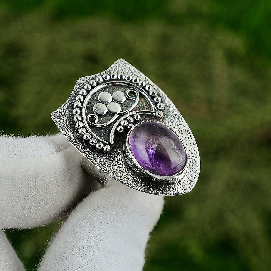 Серебряное кольцо с африканским аметистом, помолвочное, для жены, штабелируемое, ювелирное изделие Adjustable