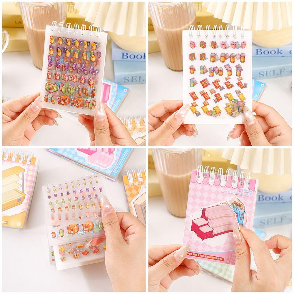 Cartoon 3D Landscape Sticker Book Decorative Miniature Scene Collage DIY Cabin Scene Sticker Toy