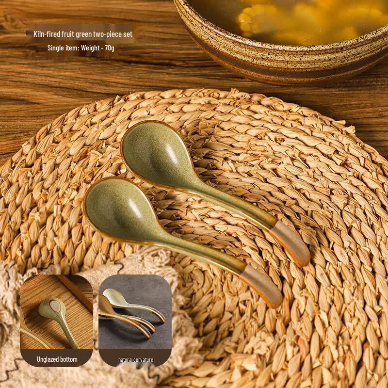 

Japanese Kiln-Fired Ceramic Soup Spoon