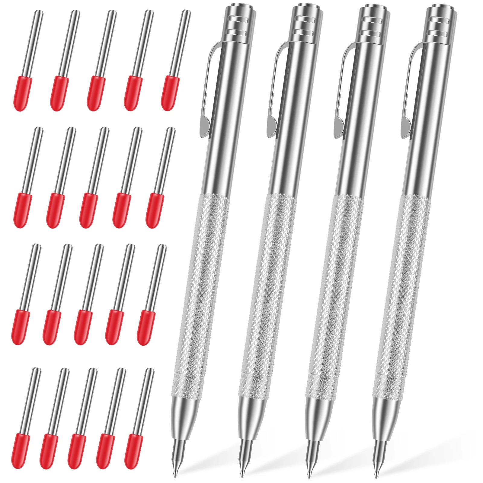 

4 шт. Скрайбер с наконечником из карбида вольфрама с 20 гравировальными наконечниками, разметочный карандаш для стекла, керамики, металла, ручные инструменты для разметки 24PCS