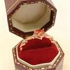 Yintai Imperial Concubine Rose Gold Heart-Shaped Red Zircon Ring: Luxurious Niche Design for Women