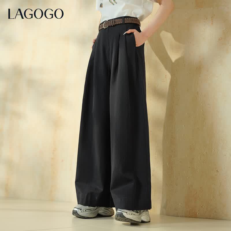 LAGOGO Women s High-Waist Wide-Leg Casual Pants L