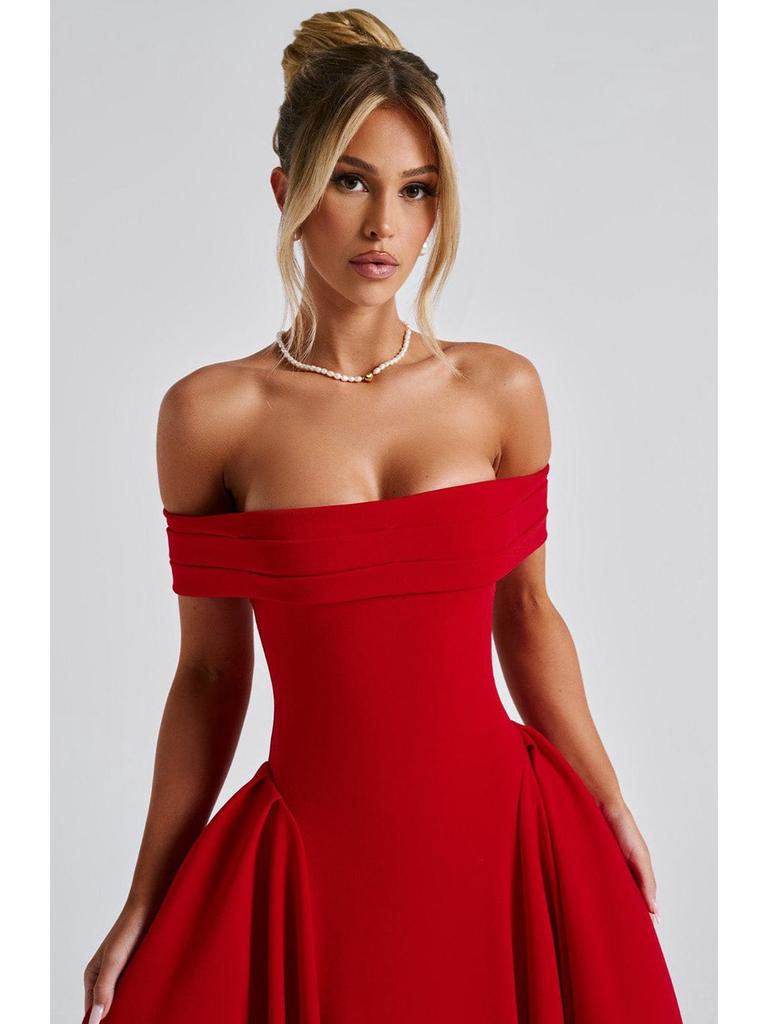2025 Spring Fashion Solid Color Off-the-Shoulder Backless Bandeau Dress for Women