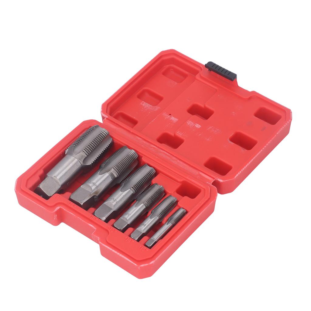 6Pcs Pipe Tap NPT 1in 3 4in 1 2in 3 8in 1 4in 1 8in Carbon Steel Thread Tapping Tool Kit for PVC Pipe