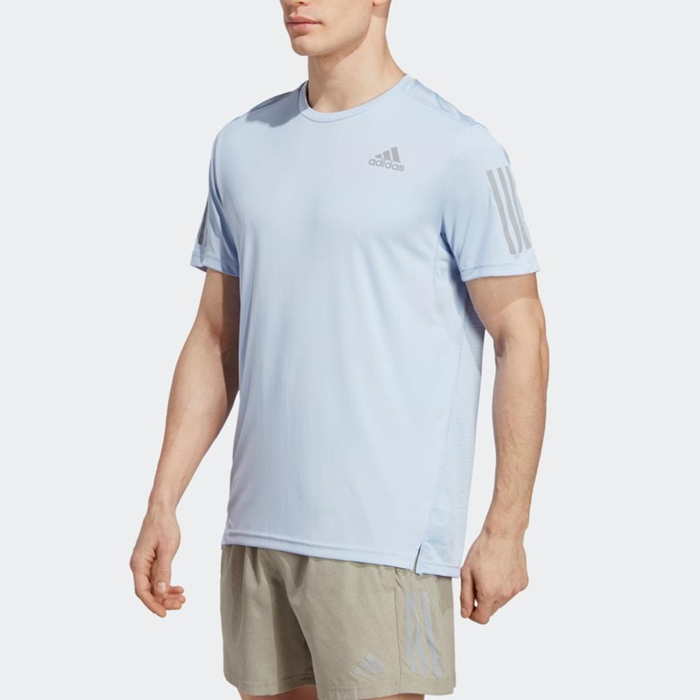 Adidas T Shirts Men's Light Blue Crew Neck Moderate Straight Fit IC7630