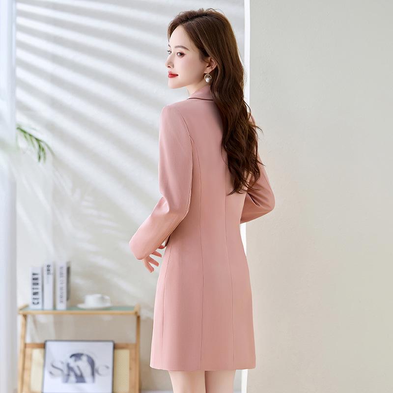 Women's 2024 Autumn/Winter Slimming Goddess Style Mid-Length Suit Collar Dress (BL9925)