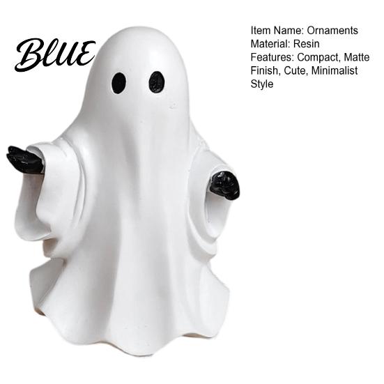 Modern Halloween Decor Cute White Ghost Resin Figurine  Miniature Figurine Decoration  Matte Home Decorations Finish Tabletop Statue for Shelf