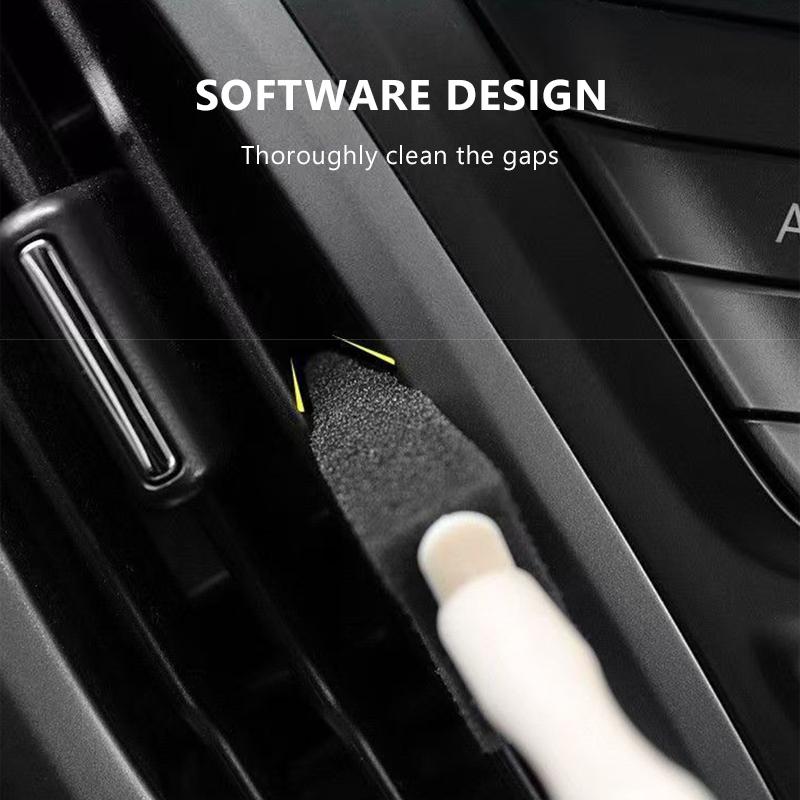 SEAMETAL 10pcs Car Cleaning Brush Wooden Handle Air Conditioning Vent Cleaning Brush Car Interior Gap Dust Removal Tool
