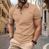 Men Solid Lapel Collar Striped Patchwork Polos Shirts Summer Tops Casual Short Sleeve Polo Shirt
