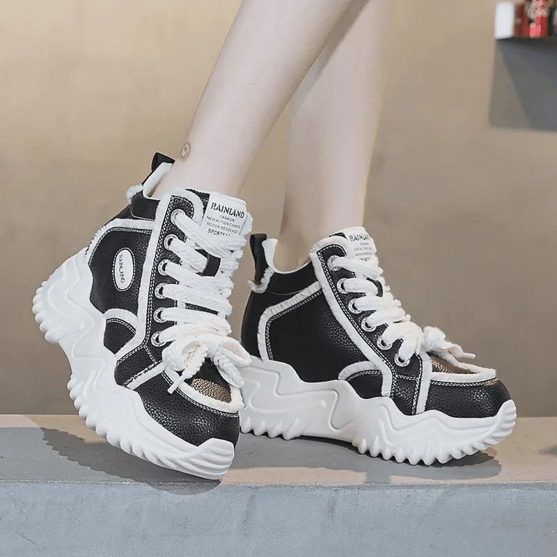 

Spot casual sports women s shoes 2025 new autumn thick-soled heightened breathable muffin-soled white shoes 35 чёрный