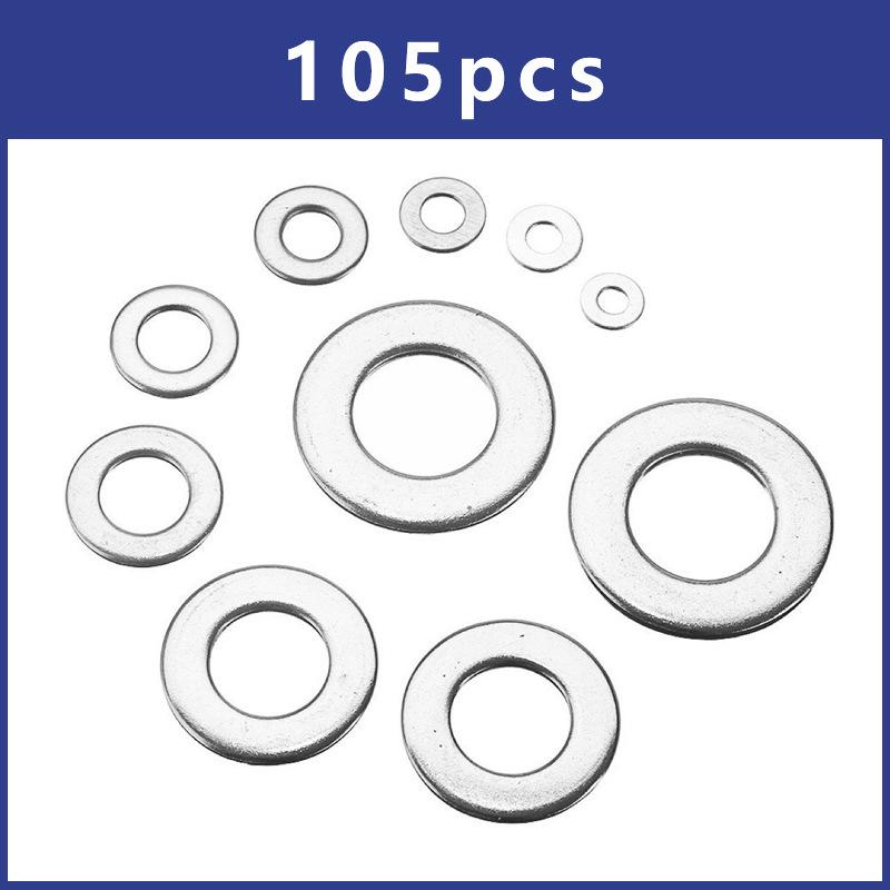 105pcs Thickened Enlarged Carbon Steel Flat Washers